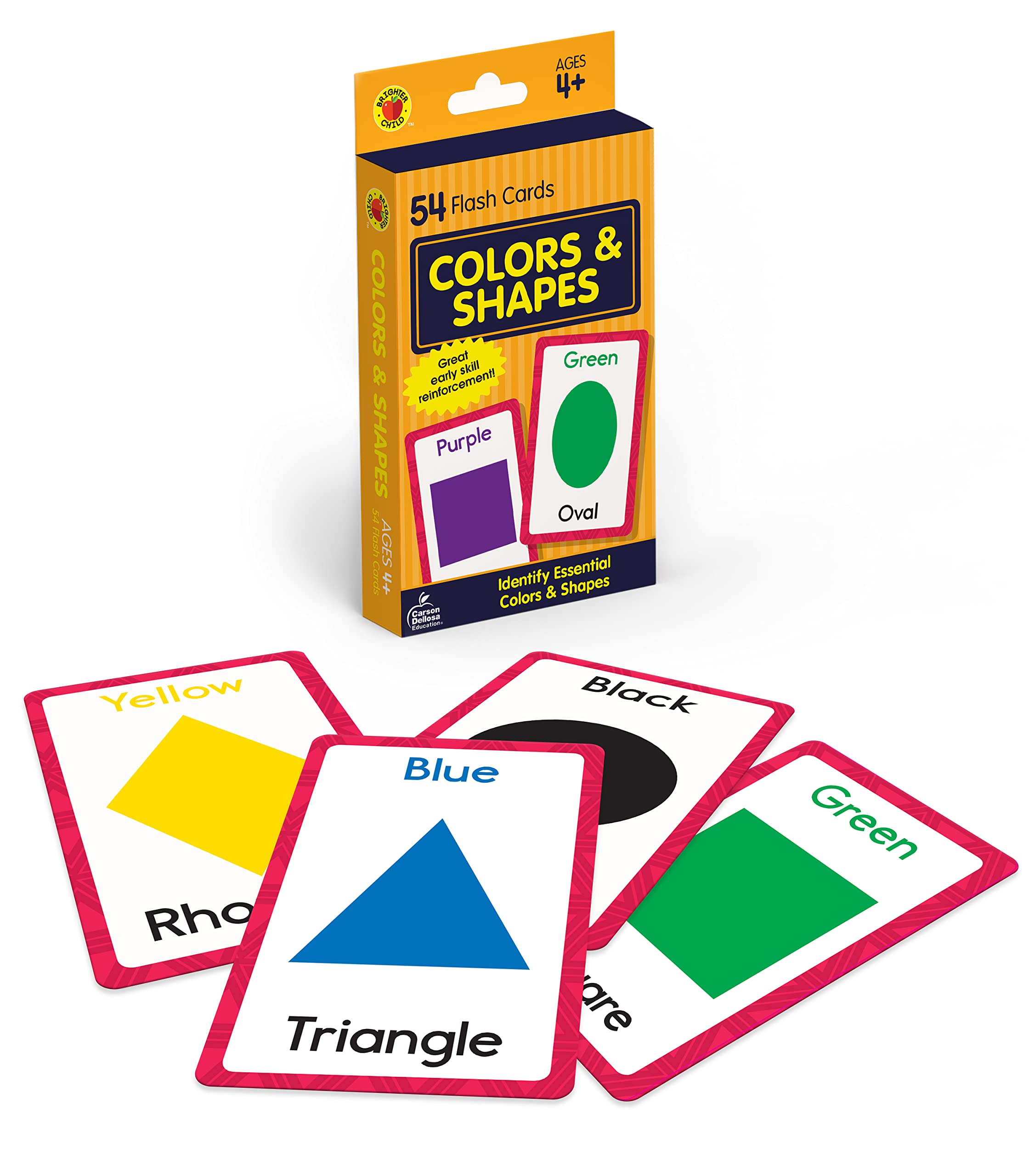 Carson Dellosa 54 Colors And Shapes Flash Cards, Toddler Learning Flashcards For Kids Ages 4 And Up, Educational Games For Presc,Used