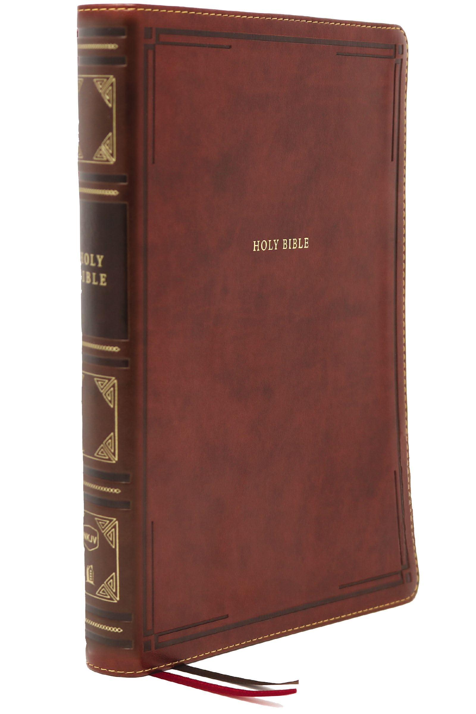 Nkjv Holy Bible, Giant Print Centercolumn Reference Bible, Brown Leathersoft, 72,000+ Cross References, Red Letter, Comfort Pri