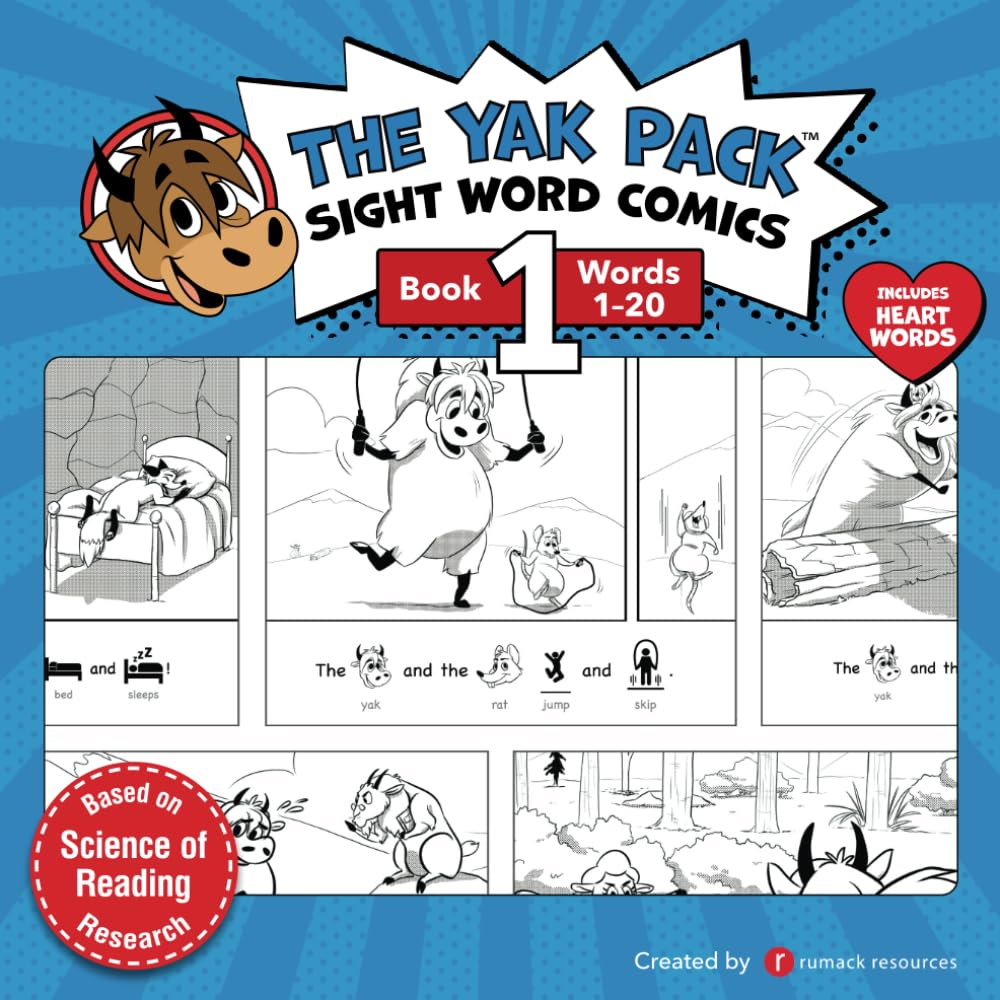 The Yak Pack: Sight Word Stories: Book 1: Comic Books to Practice Reading Dolch Sight Words (120) (The Yak Pack Comics Complete,Used