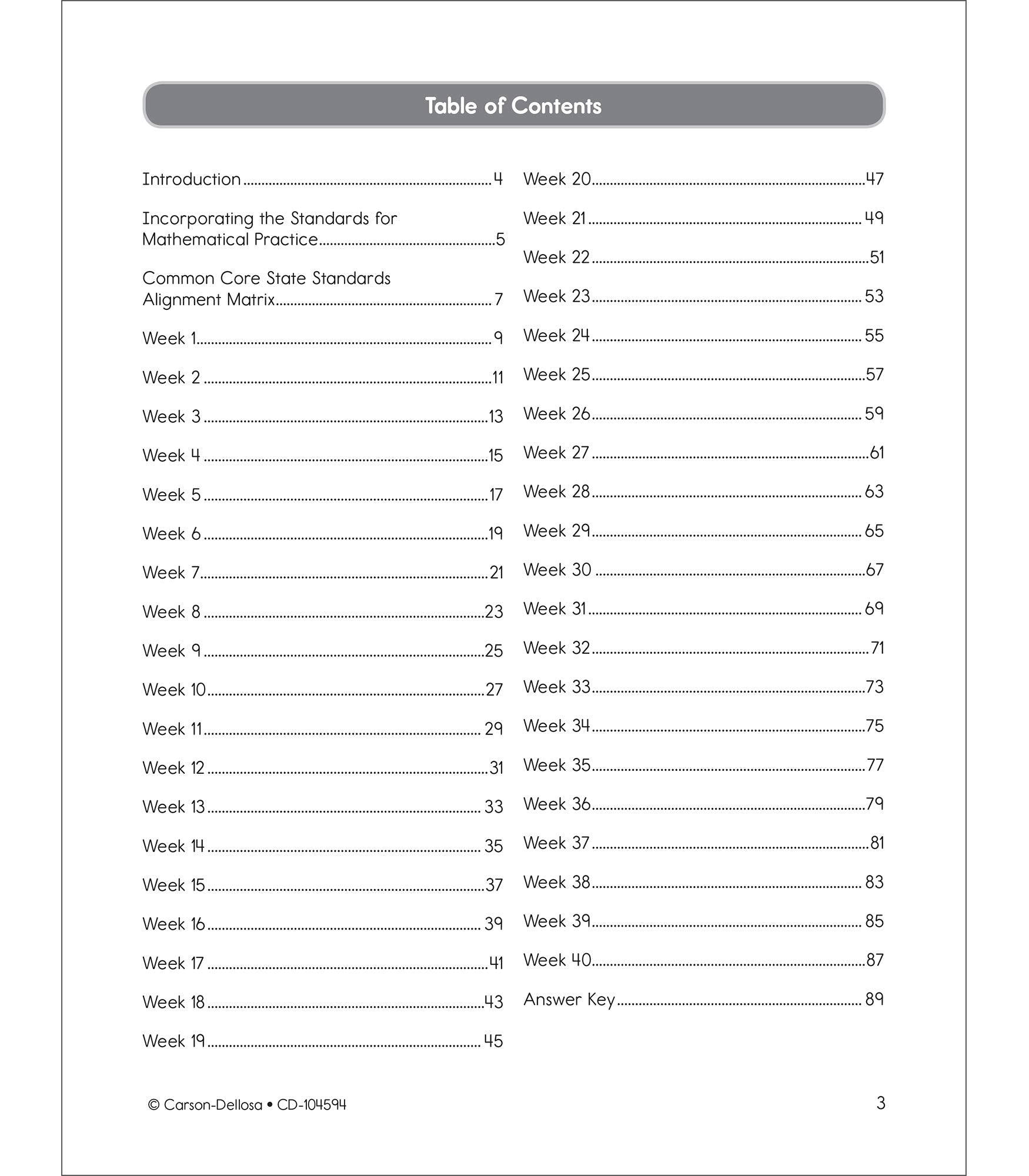 Carson Dellosa  Common Core Math 4 Today Workbook  5th Grade, 96pgs (Common Core 4 Today),New