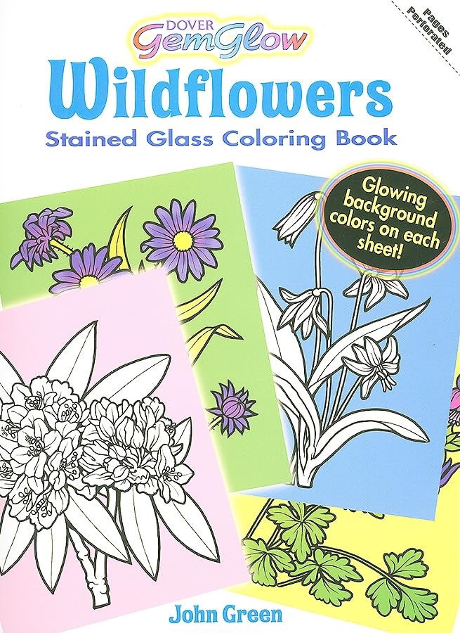 Wildflowers Gemglow Stained Glass Coloring Book (Dover Flower Coloring Books),Used