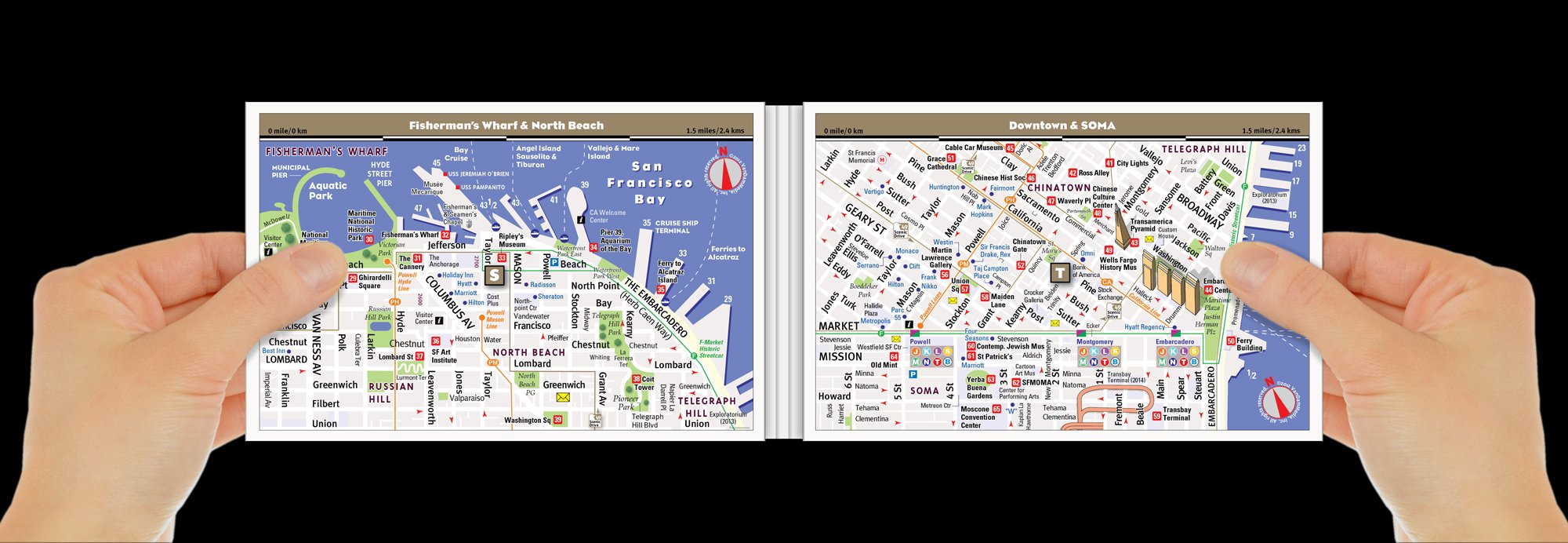 San Francisco PopUp Map by VanDam Laminated popup map of San Francisco, CA and the Bay AREA with all attractions, museums, s,Used