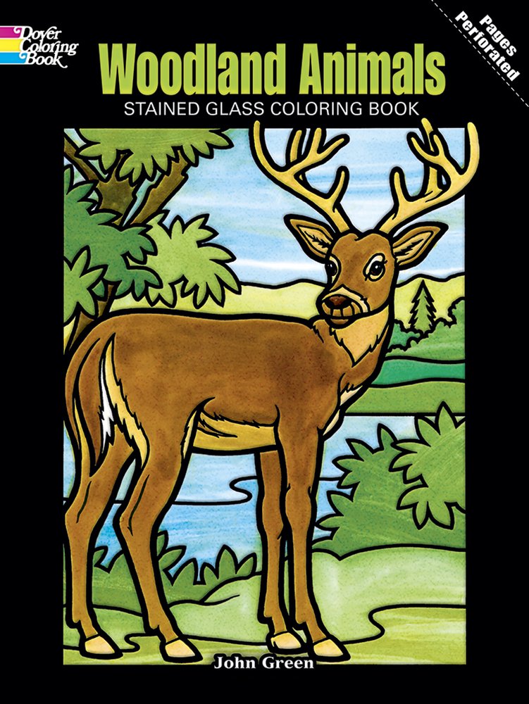 Woodland Animals Stained Glass Coloring Book,Used