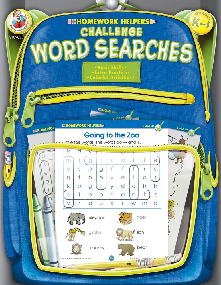 Challenge Word Searches, Grades K 1 (Homework Helper),Used