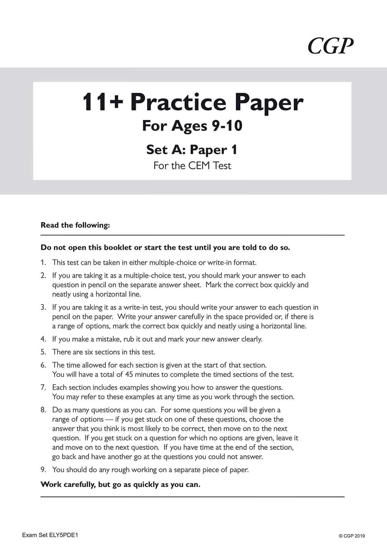 New 11+ CEM Practice Papers Ages 910 (with Parents' Guide & Online Edition) (CGP 11+ CEM),Used