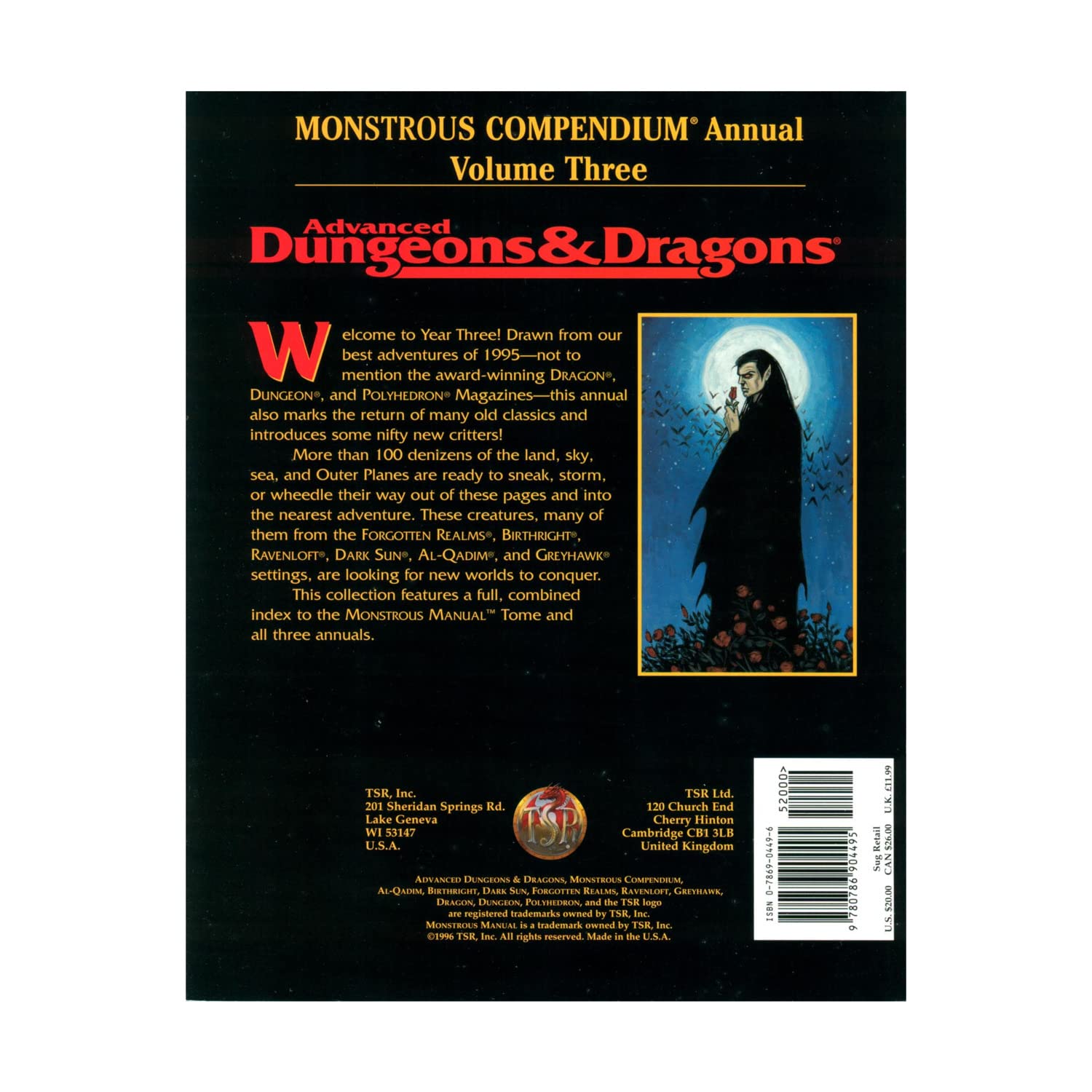 Monstrous Compendium Annual, Vol. 3 (Advanced Dungeons & Dragons, Accessory/2166),Used
