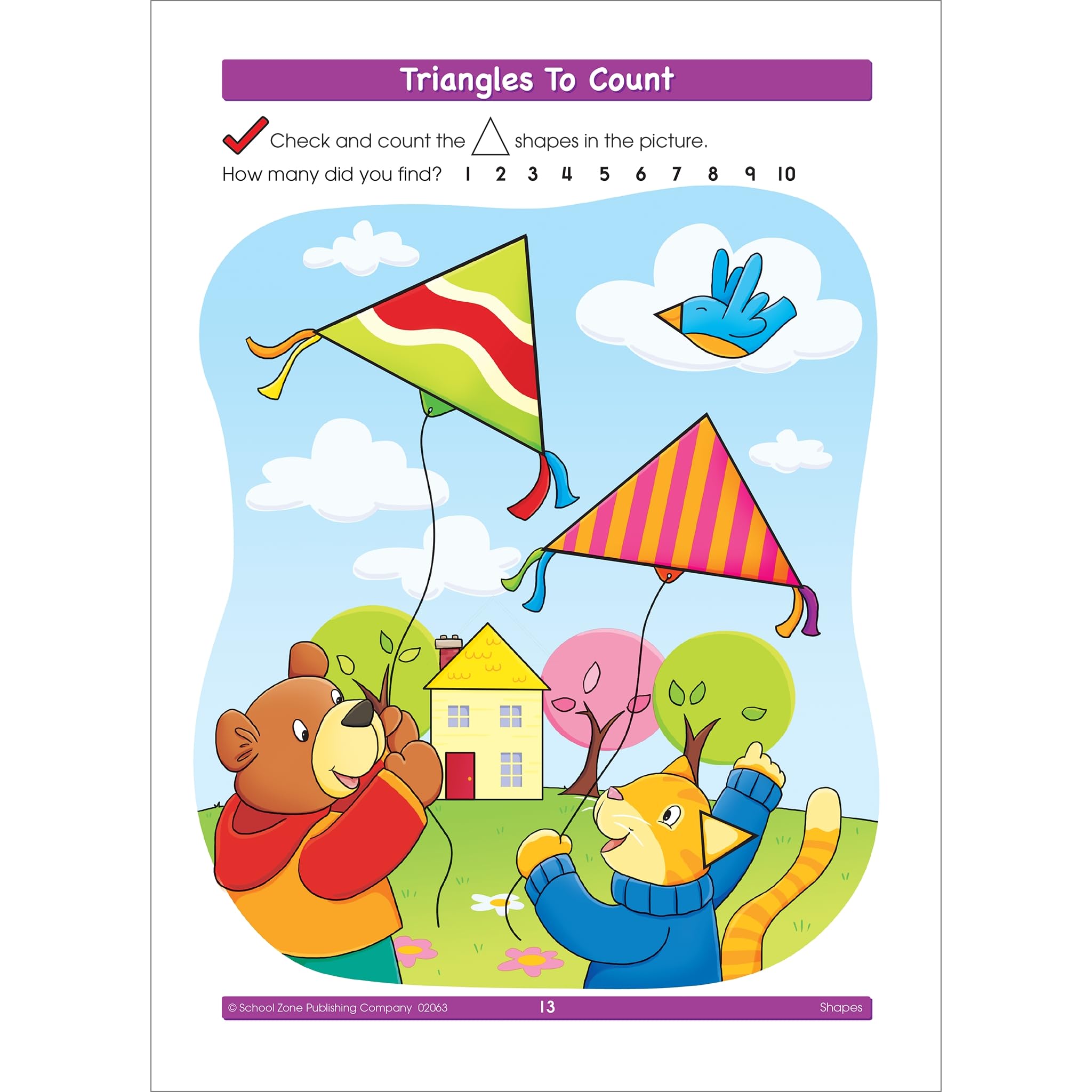 School Zone Shapes Workbook 32 Pages, Ages 3 To 5, Preschool To Kindergarten, Basic Shapes, Shape Names & Characteristics, C,Used