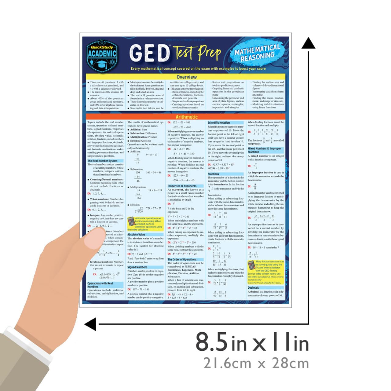 GED Test Prep Mathematical Reasoning: a QuickStudy Laminated Reference Guide (Quick Study Academic),Used