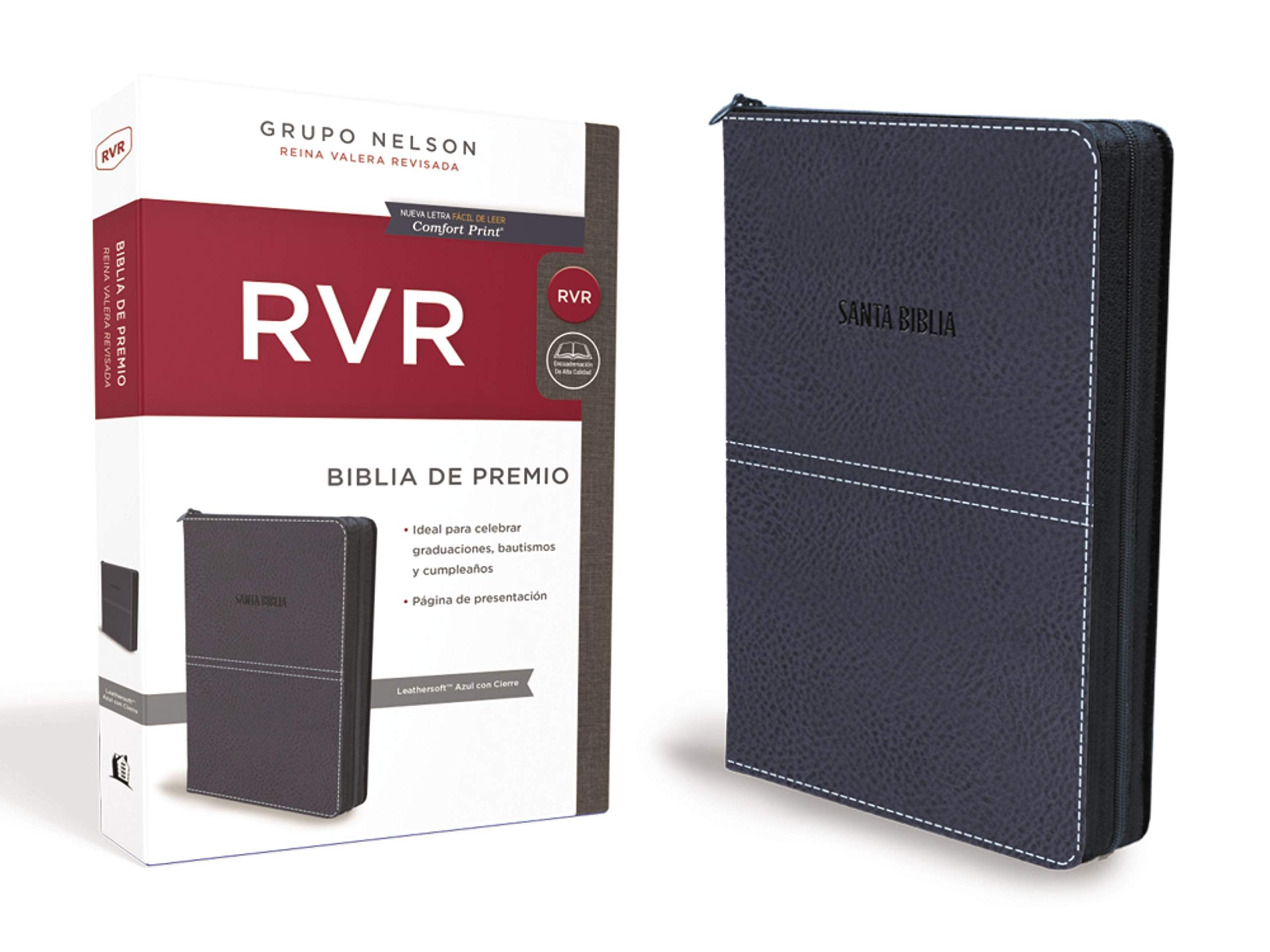 Biblia de Premio y Regalo Reina Valera Revisada, Leathersoft, Azul con Cierre (Spanish Edition),Used