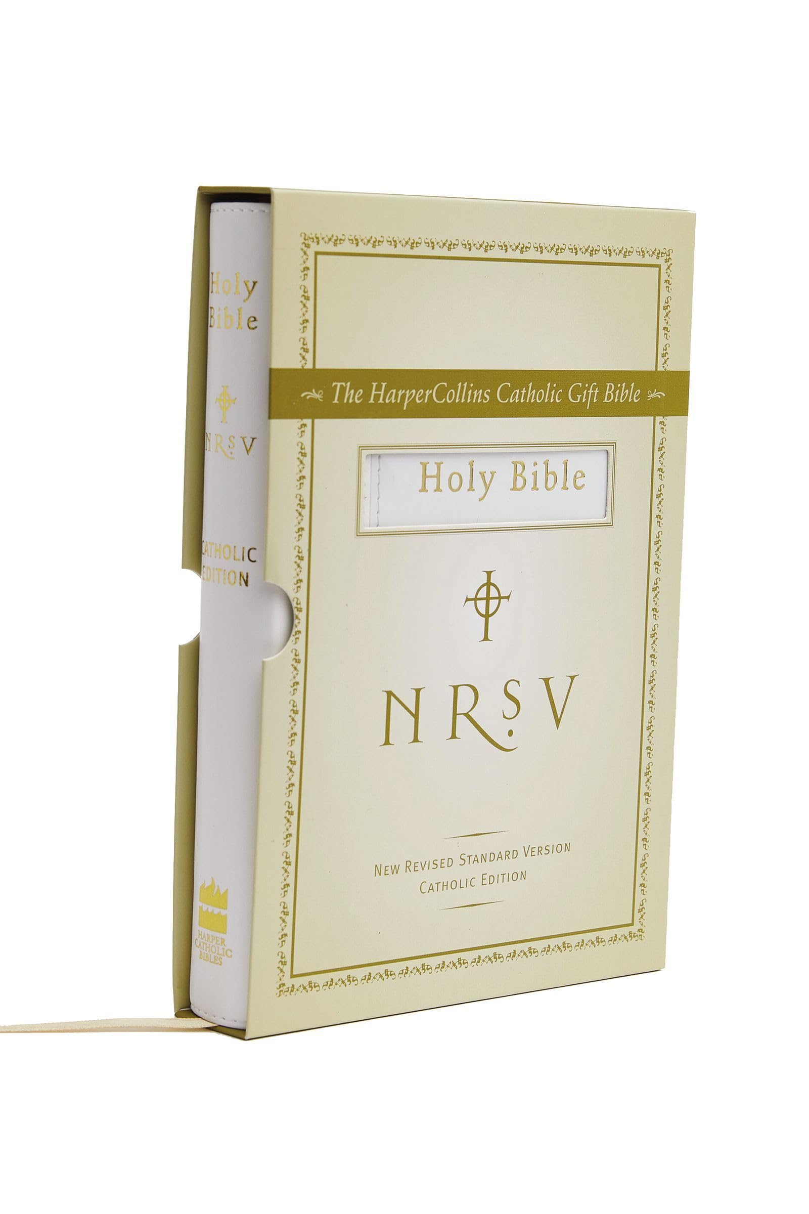 Nrsv, The Harpercollins Catholic Gift Bible, Imitation Leather, White,Used