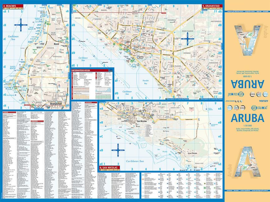 Laminated Aruba Map by Borch (English, Spanish, French, Italian and German Edition),Used