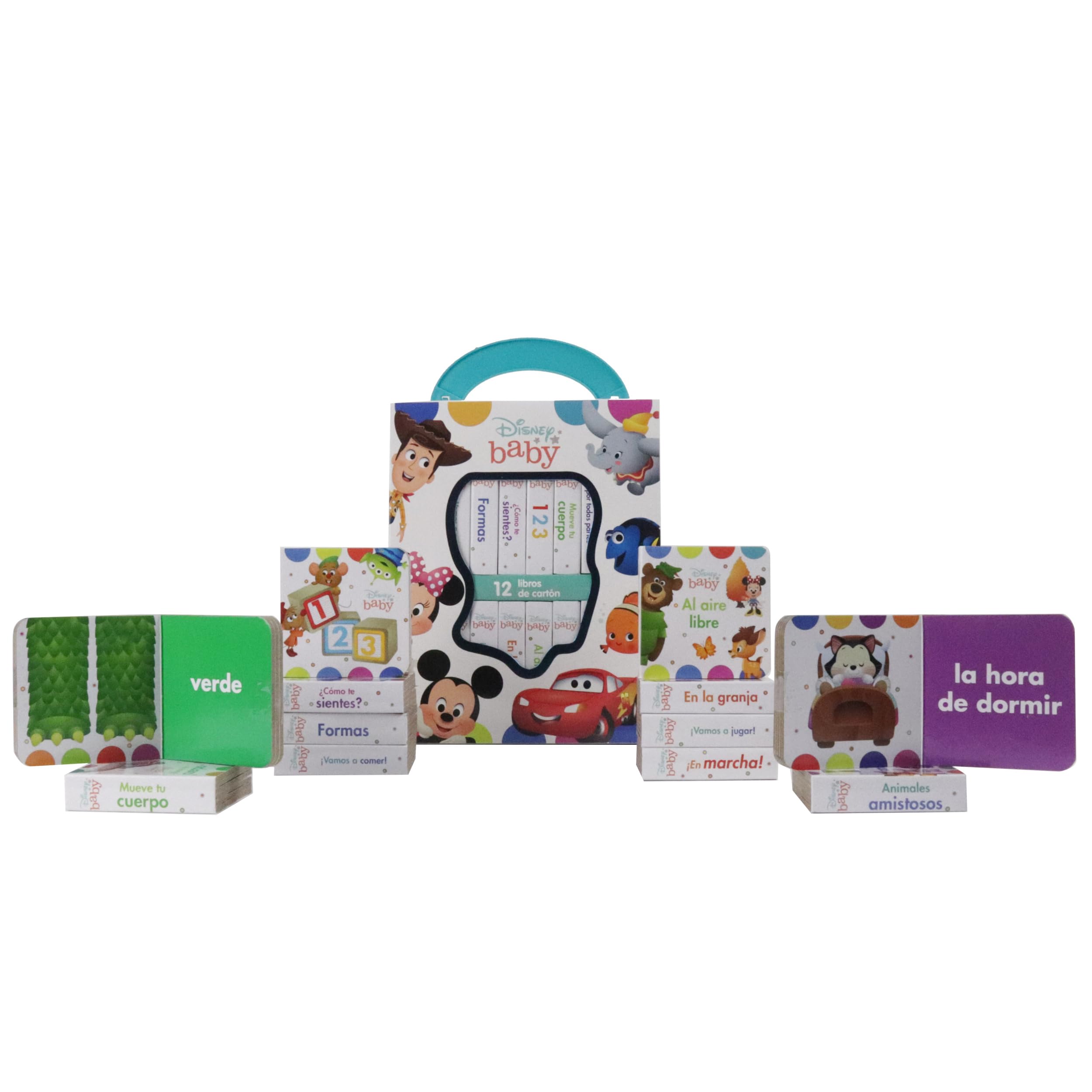 Disney Baby: Mi Primera Biblioteca  12 Libros De Carton  Incluye personajes de Mickey Mouse, Toy Story, Bambi, Los Incre?bles ,Used