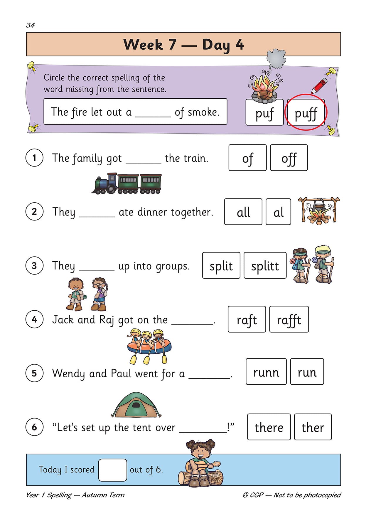 New KS1 Spelling Daily Practice Book: Year 1 Autumn Term (CGP KS1 English),Used