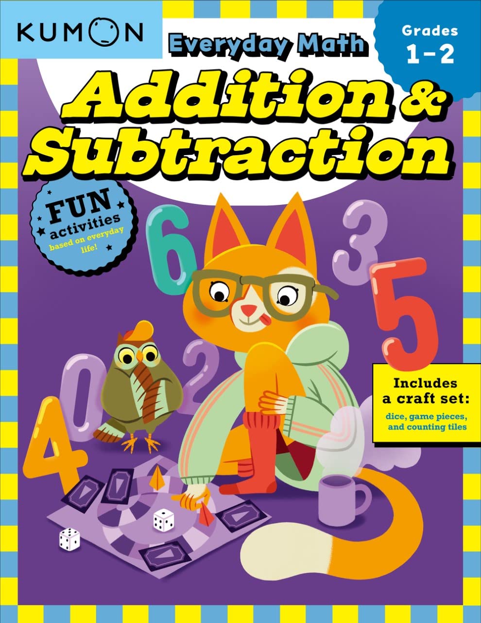 Kumon Everyday Math: Addition & Subtractionfun Activities For Grades 12Complete With Dice, Game Pieces, And Counting Tiles!,New
