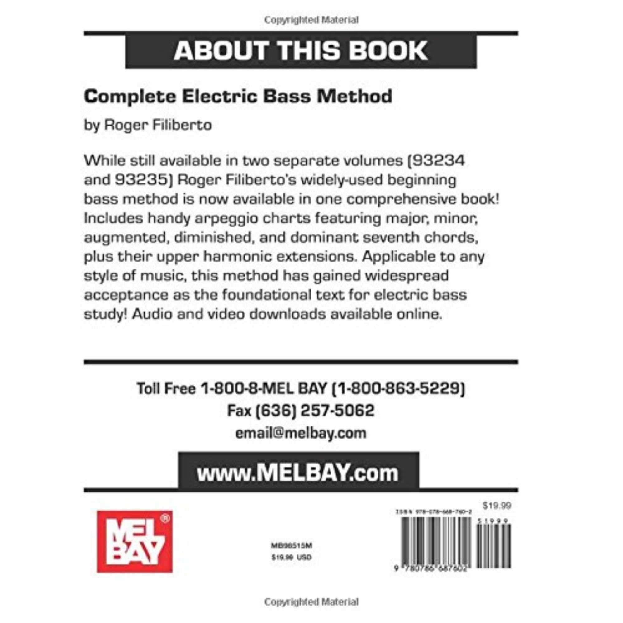 Mel Bay Complete Electric Bass Method (Book, CD, and DVD),Used