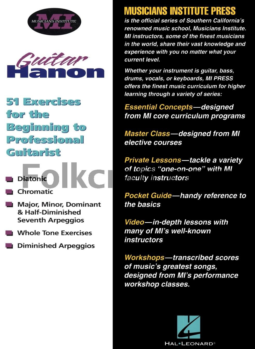 Guitar Hanon: Private Lessons Series (Private Lessons / Musicians Institute),New