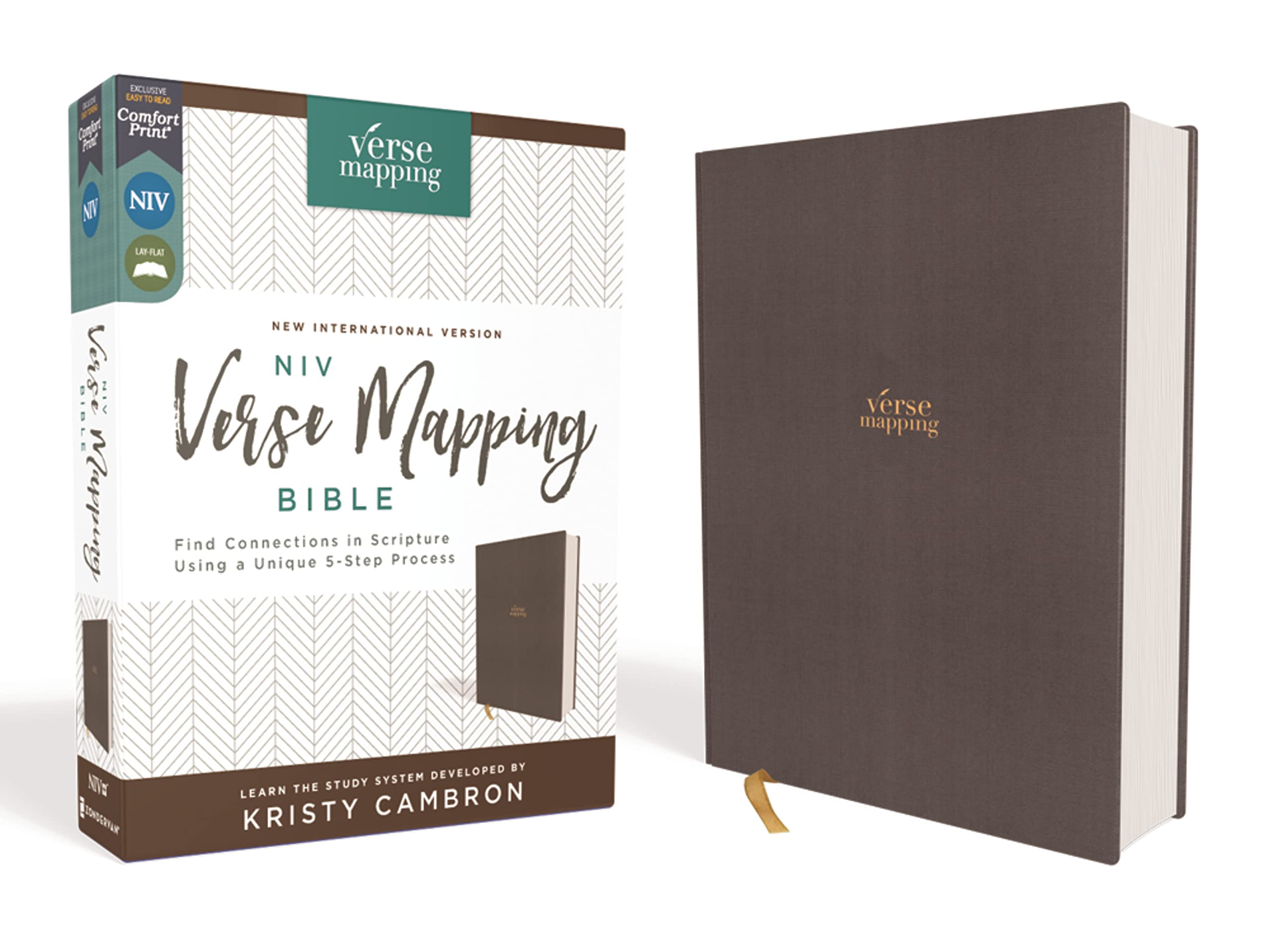 NIV, Verse Mapping Bible, Cloth over Board, Gray, Comfort Print: Find Connections in Scripture Using a Unique 5Step Process,New