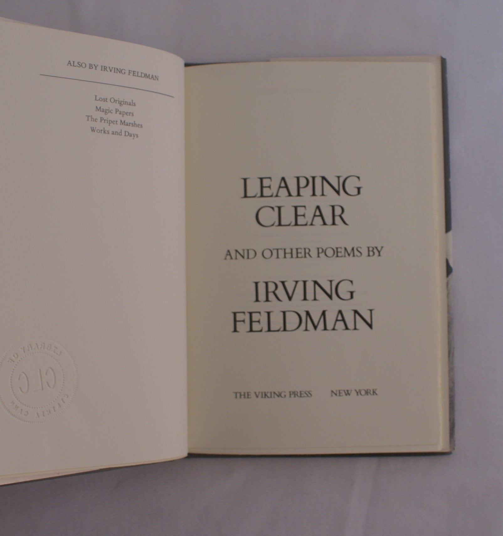 Leaping Clear and Other Poems,Used