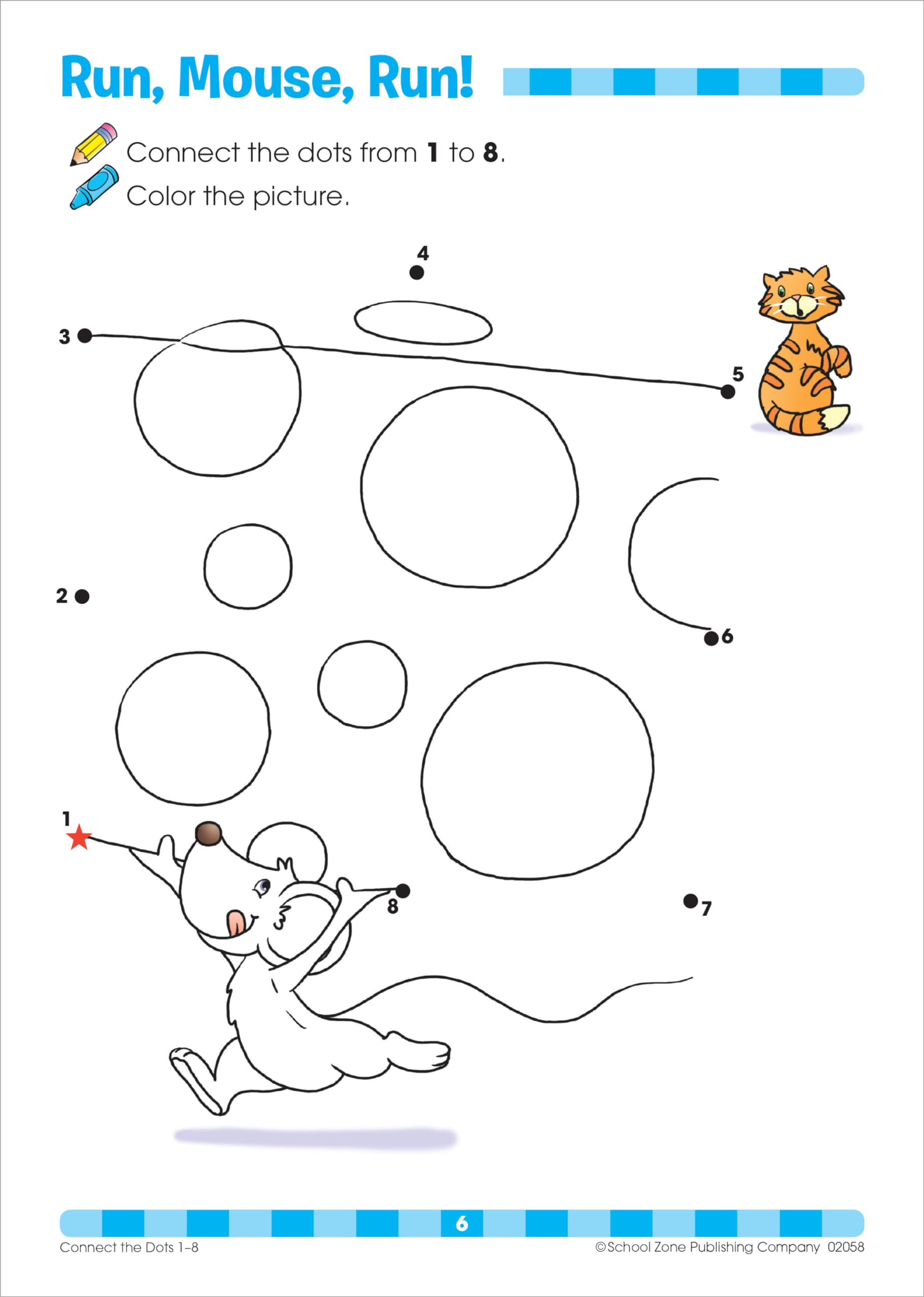 School Zone Connect The Dots Workbook 32 Pages, Ages 3 To 5, Preschool, Kindergarten, Dottodots, Counting, Number Puzzles,,Used