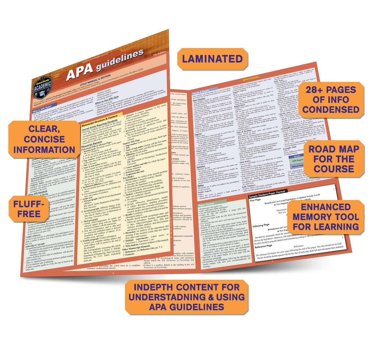 APA Guidelines: Quickstudy Laminated Reference Guide,Used
