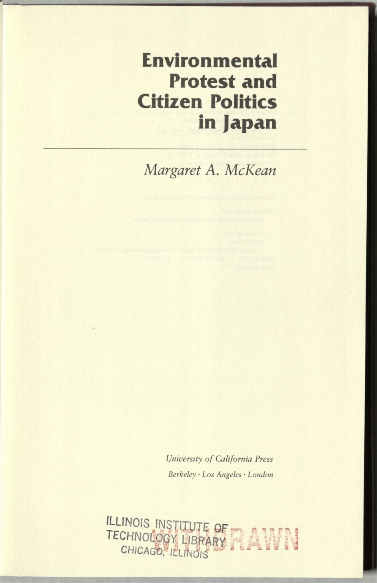 Environmental Protest And Citizen Politics In Japan-used