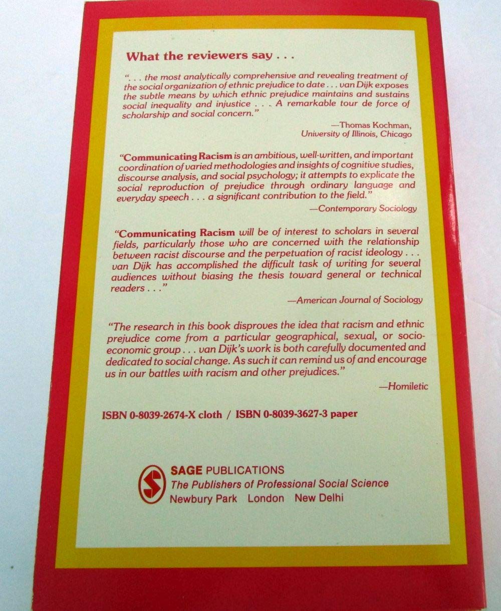 Communicating Racism: Ethnic Prejudice in Thought and Talk,Used