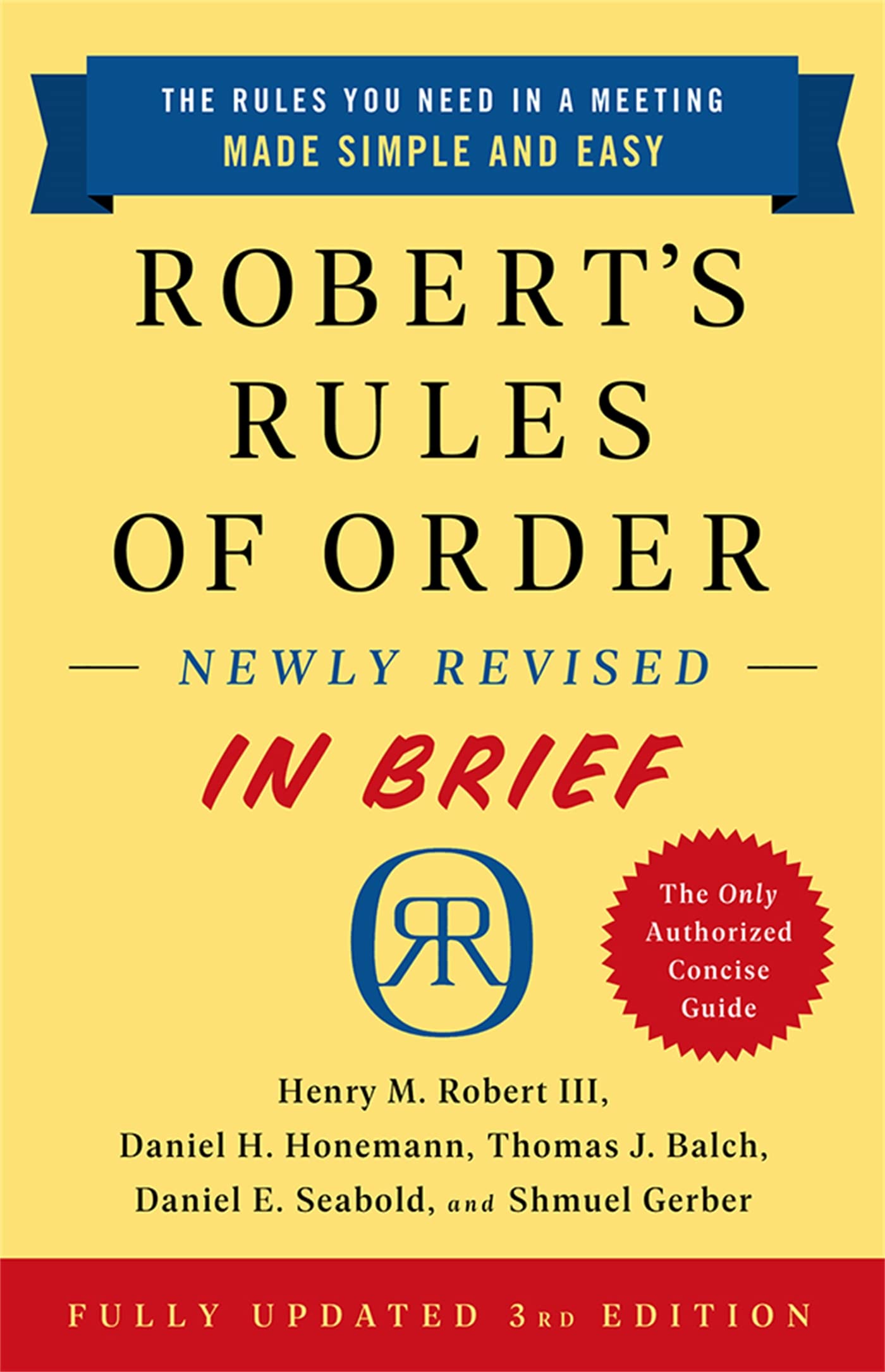 Robert's Rules of Order Newly Revised In Brief, 3rd edition,Used