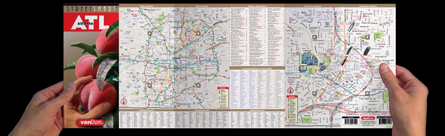 StreetSmart Atlanta Map by VanDam Laminated pocket size Center City Street Map to Atlanta, GA with all attractions, sights, m,Used