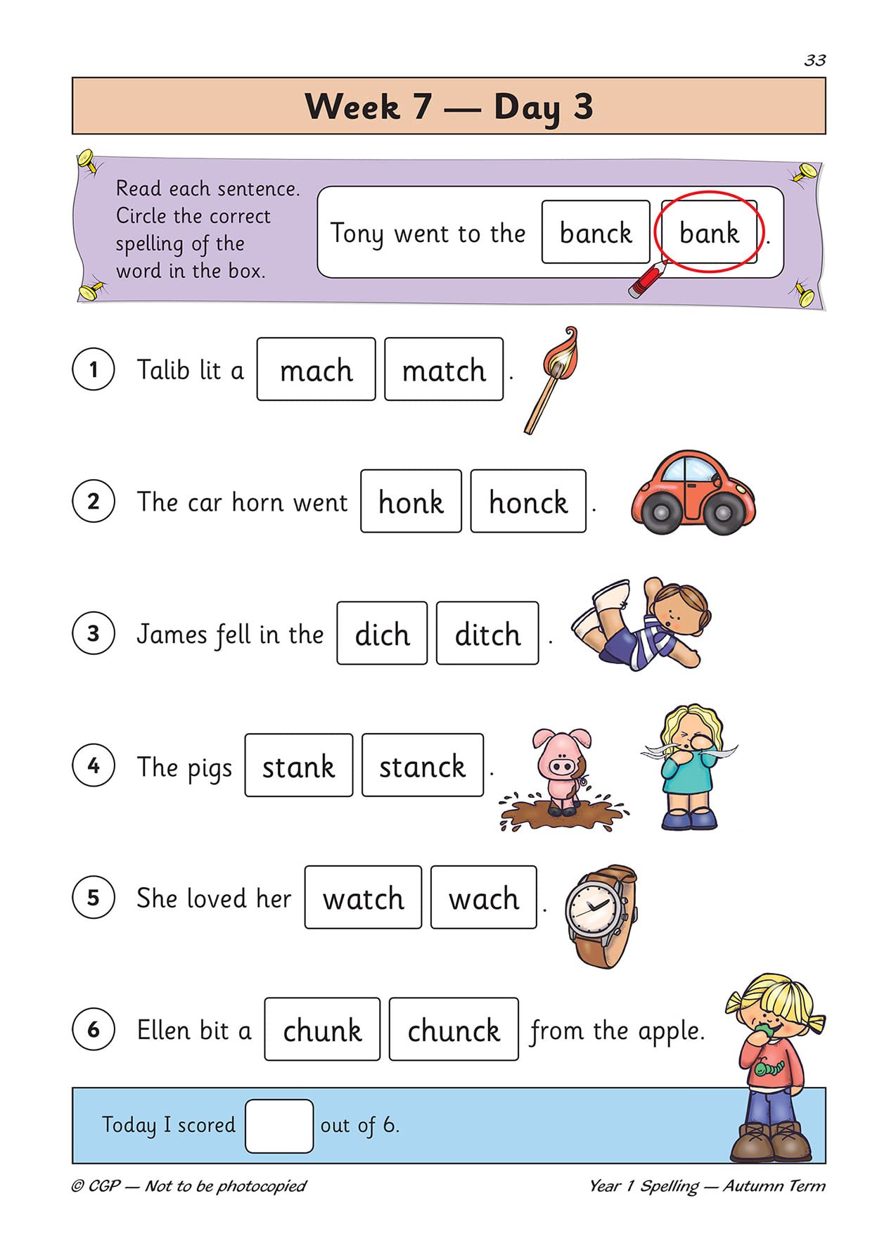 New KS1 Spelling Daily Practice Book: Year 1 Autumn Term (CGP KS1 English),Used