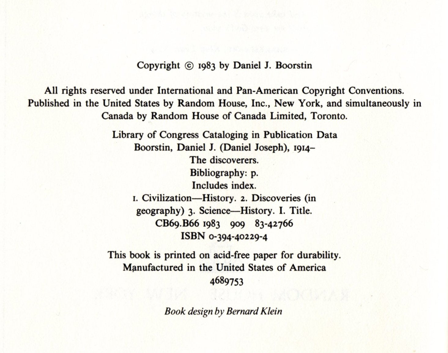 The Discoverers: A History Of Man'S Search To Know His World And Himself,New