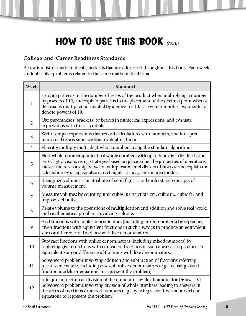 180 Days of Problem Solving for Fifth Grade  Build Math Fluency with this 5th Grade Math Workbook (180 Days of Practice),Used