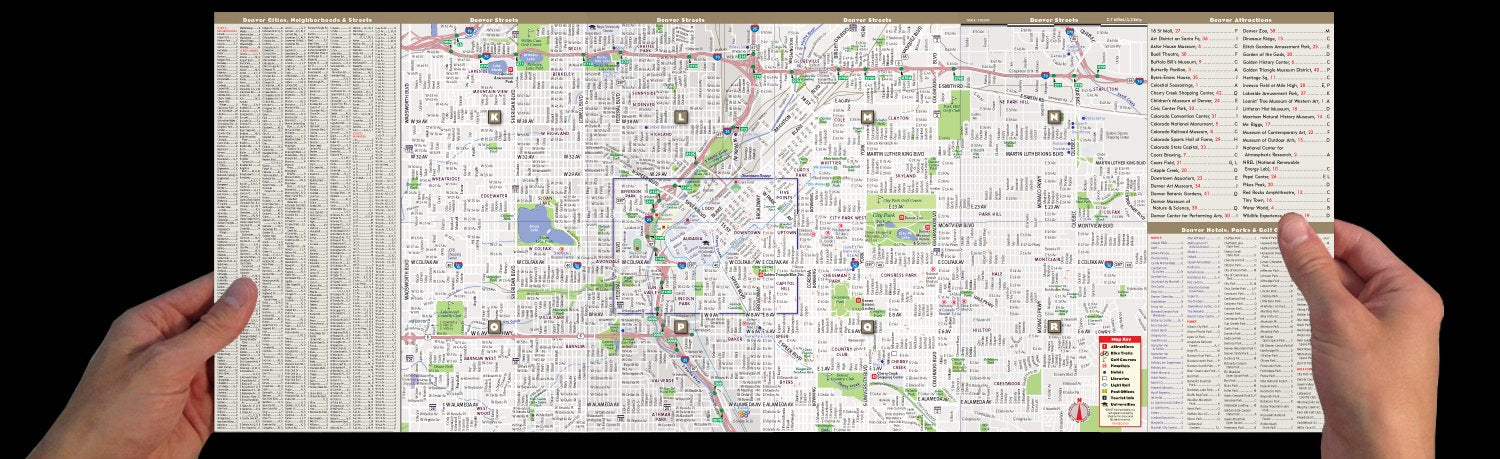 StreetSmart Denver by VanDam Laminated pocket size Center City Street Map to Denver, CO with all attractions, sights, museums,,Used