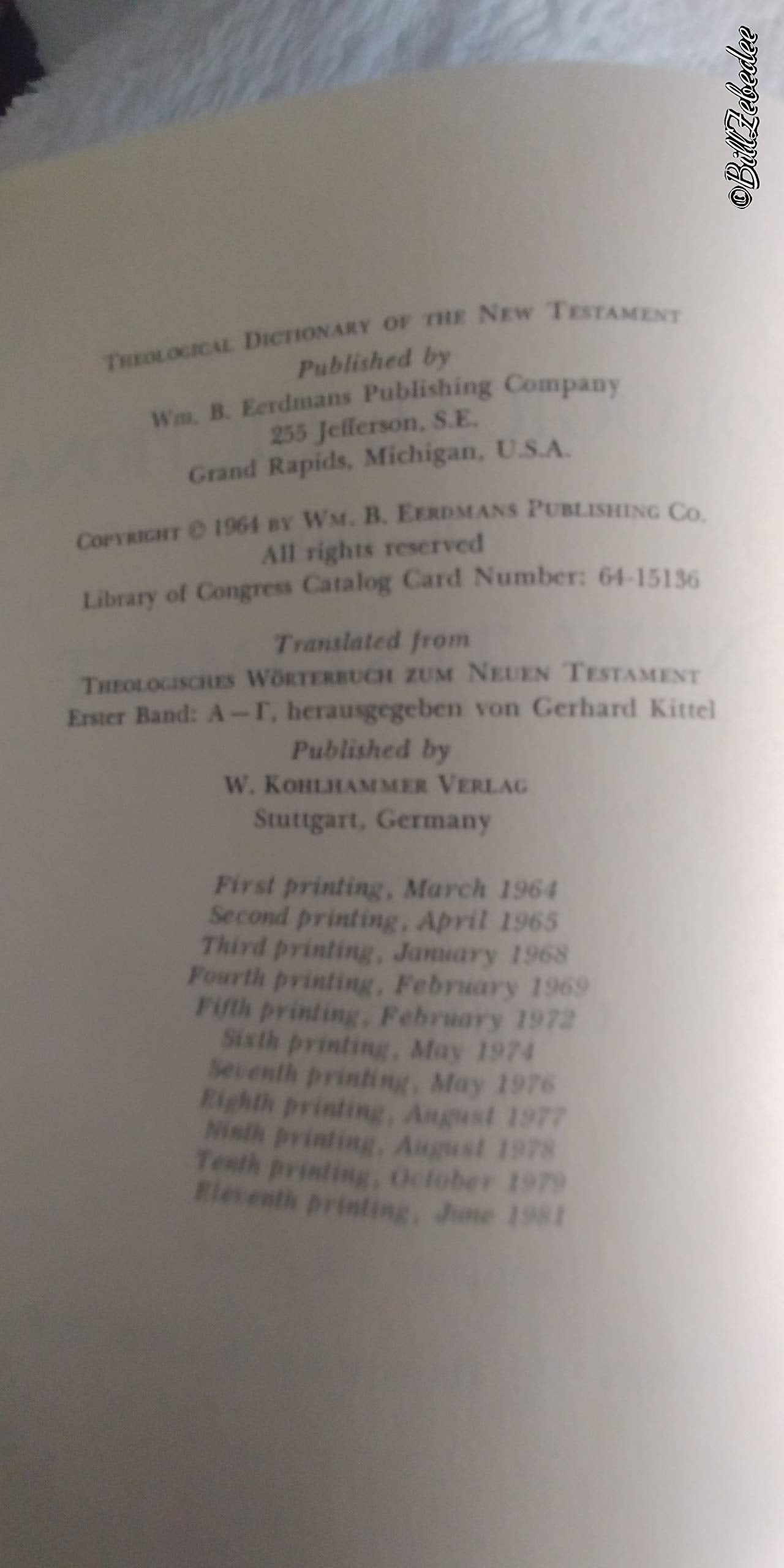 Theological Dictionary of the New Testament 10vol set,Used