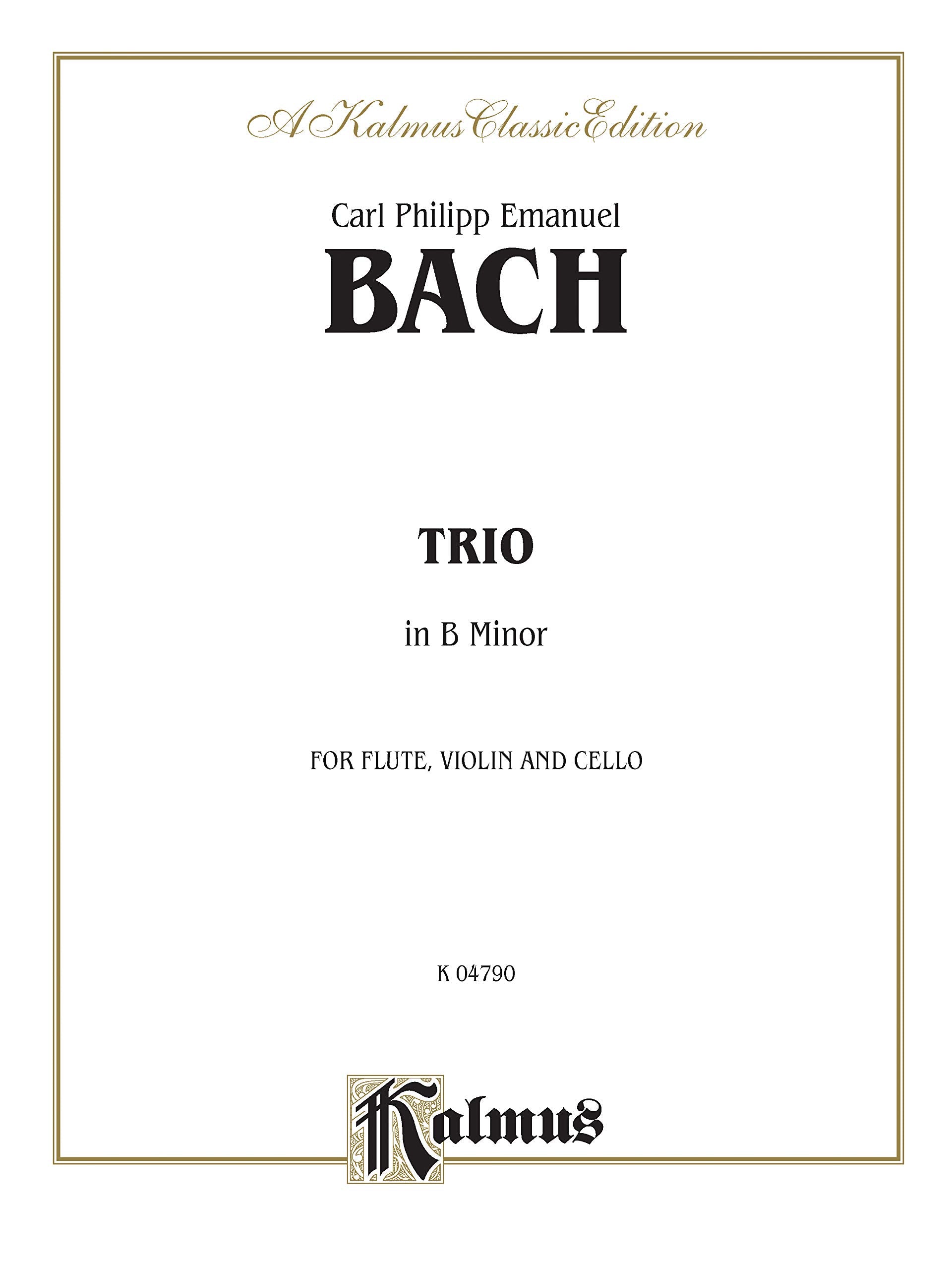 Trio in B Minor: Flute, Violin, & Cello (with Piano), Score & Parts (Kalmus Edition),Used