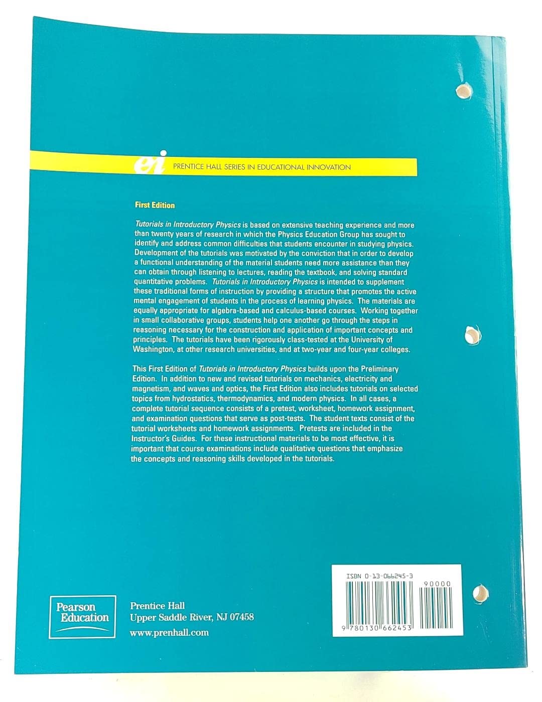 Tutorials in Introductory Physics: Homework,New