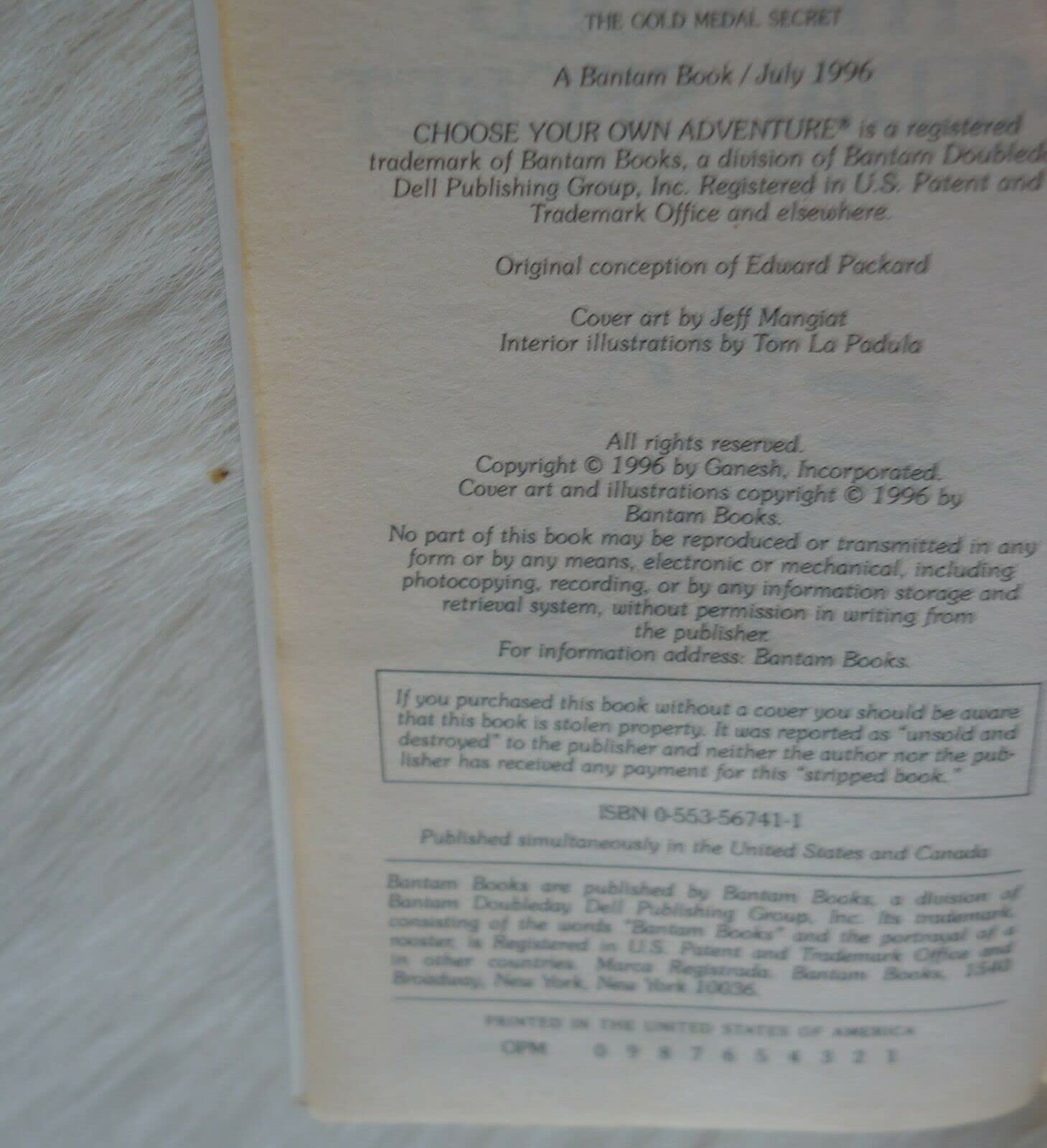 The Gold Medal Secret (Choose Your Own Adventure(R)),Used