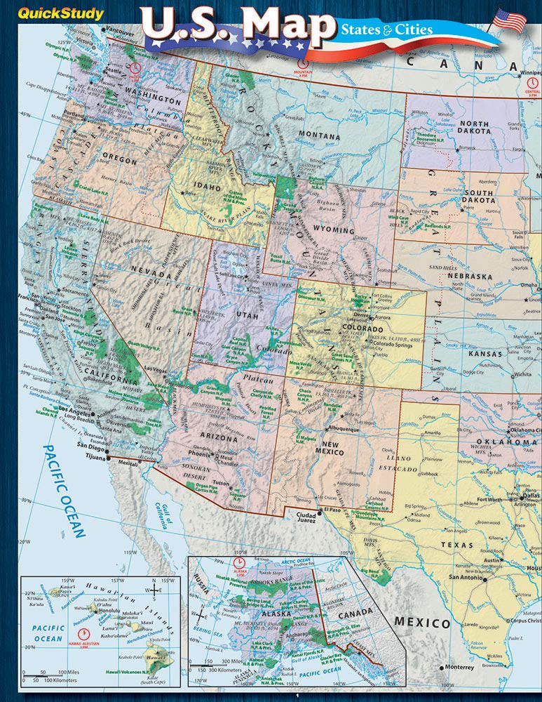 U.S. Map: States & Cities Guide (Quickstudy),Used