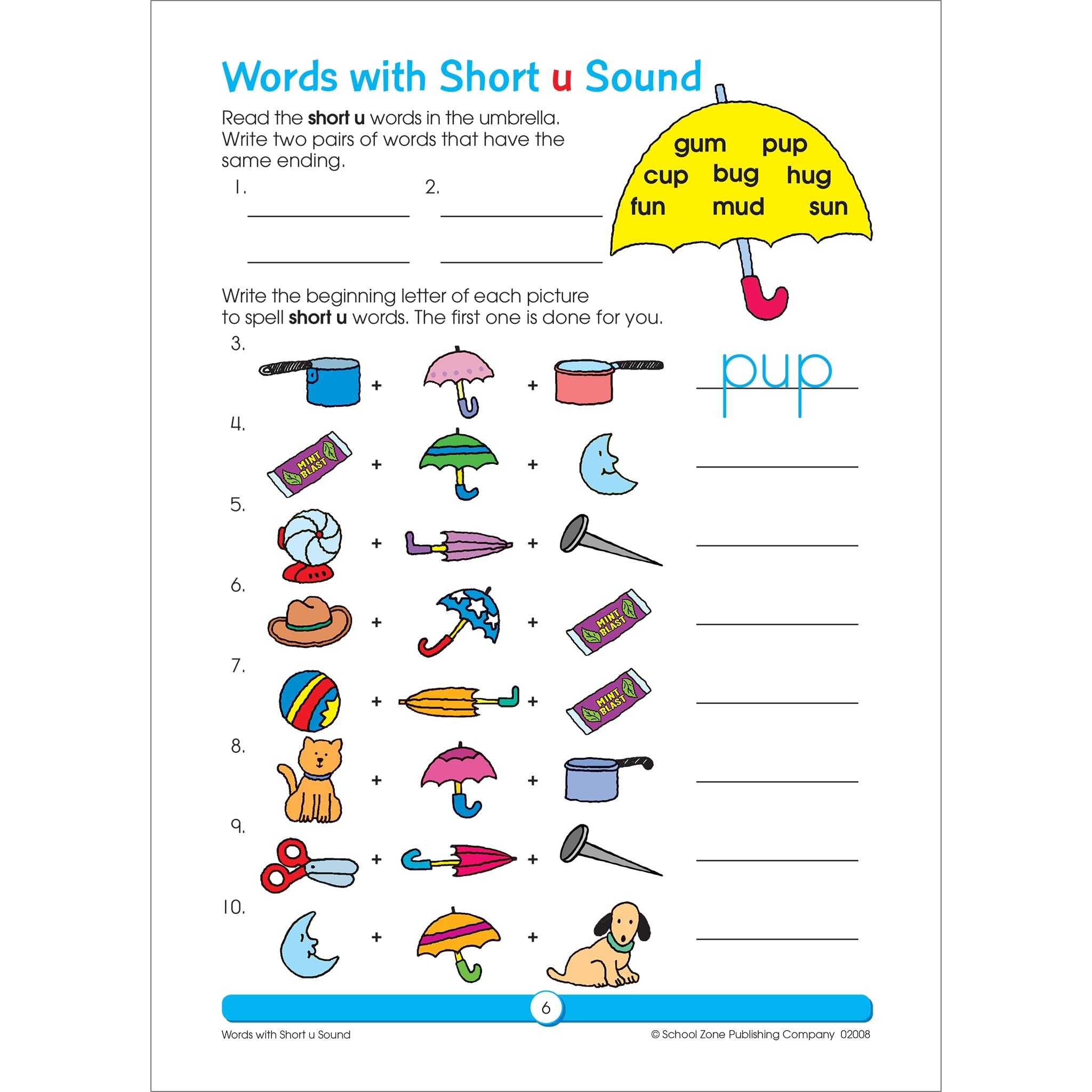 School Zone Phonics Review Workbook 32 Pages, Ages 7 To 9, 2Nd Grade, 3Rd Grade, Consonants, Vowels, Blends, Compound Words,,Used