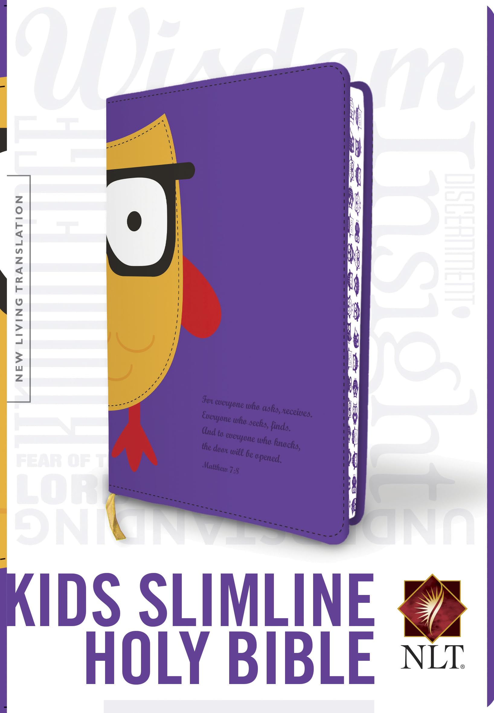 Kids Slimline Bible NLT, TuTone (LeatherLike, Purple/Yellow Owl, Red Letter),Used