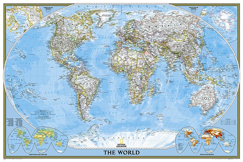 National Geographic World Wall Map Classic Laminated (Poster Size: 36 X 24 In) (National Geographic Reference Map)