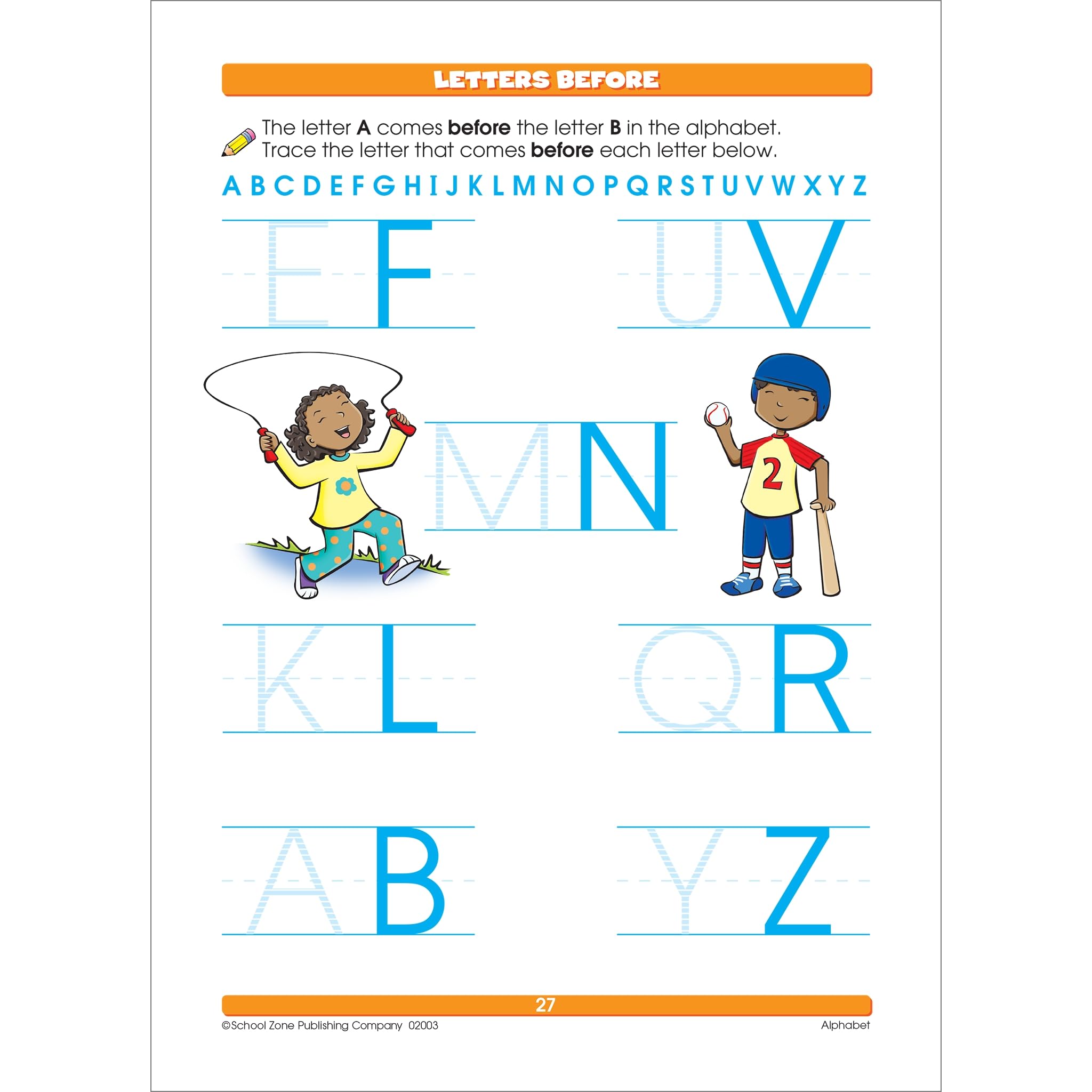 School Zone Alphabet Workbook 32 Pages, Ages 5 To 7, Kindergarten To 1St Grade, Abcs, Letters, Letter Word & Object Associat,Used