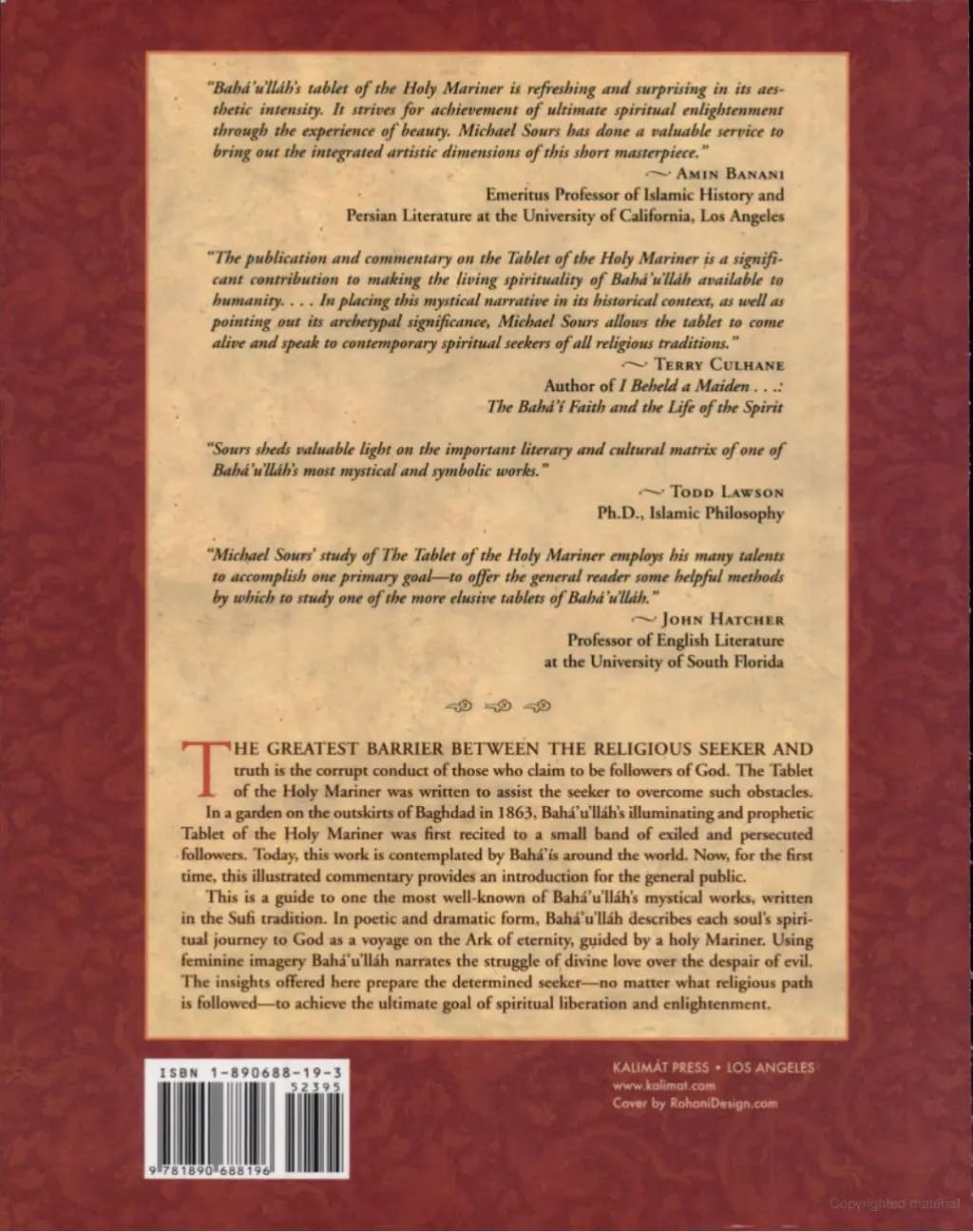 The Tablet of the Holy Mariner: An Illustrated Guide to Baha'U'Llah's Mystical Work in the Sufi Tradition,Used