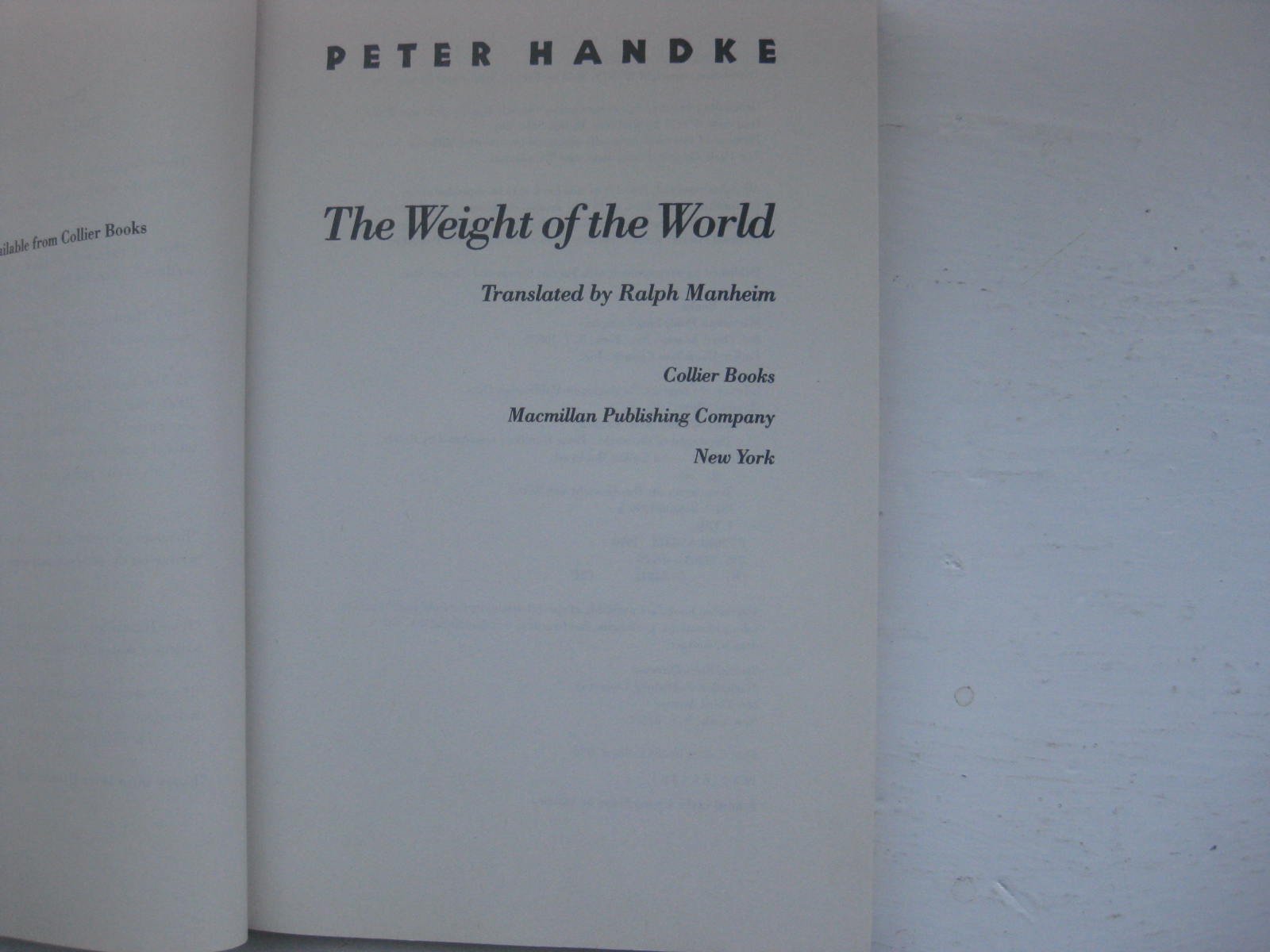 The Weight Of The World (English And German Edition),Used