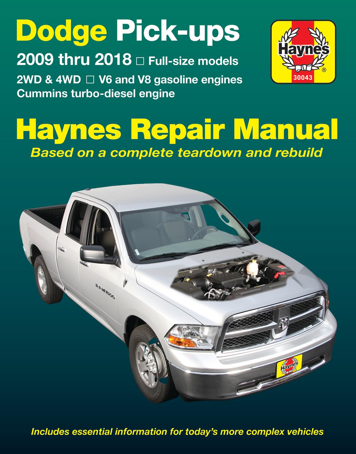 Dodge V6 & V8 Gas & Cummins turbodiesel Pickups (0918) Haynes Repair Manual (Does not include 2009 fleet models with the 5.9L,Used