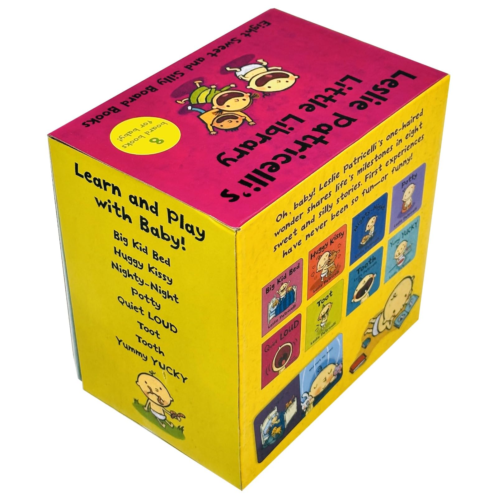 Leslie Patricelli'S Little Library Learn And Play With Baby 8 Books Collection Box Set (Big Kid Bed, Huggy Kissy, Nightynight,