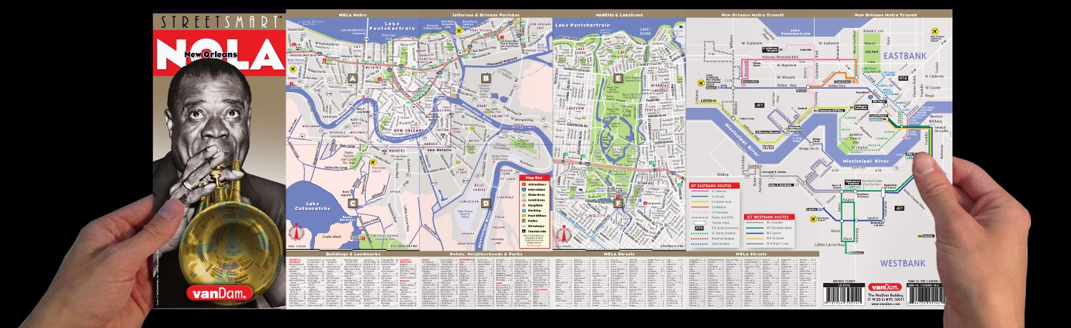 StreetSmart New Orleans by VanDam Laminated pocket size City Street & Freeway Map to New Orleans, LA complete with all attract,Used
