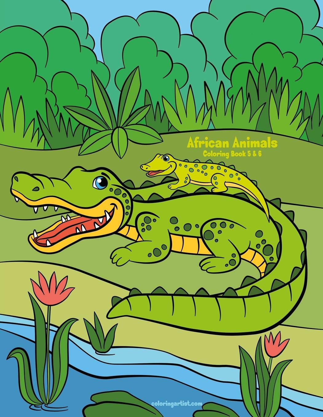 African Animals Coloring Book 5 & 6,Used
