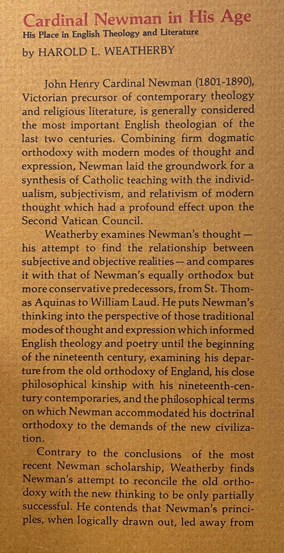 Cardinal Newman in His Age: His Place in English Theology and Literature,Used