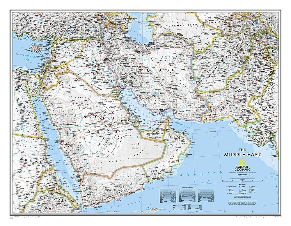 National Geographic: Middle East Classic Wall Map Laminated (30.25 x 23.5 inches) (National Geographic Reference Map),New