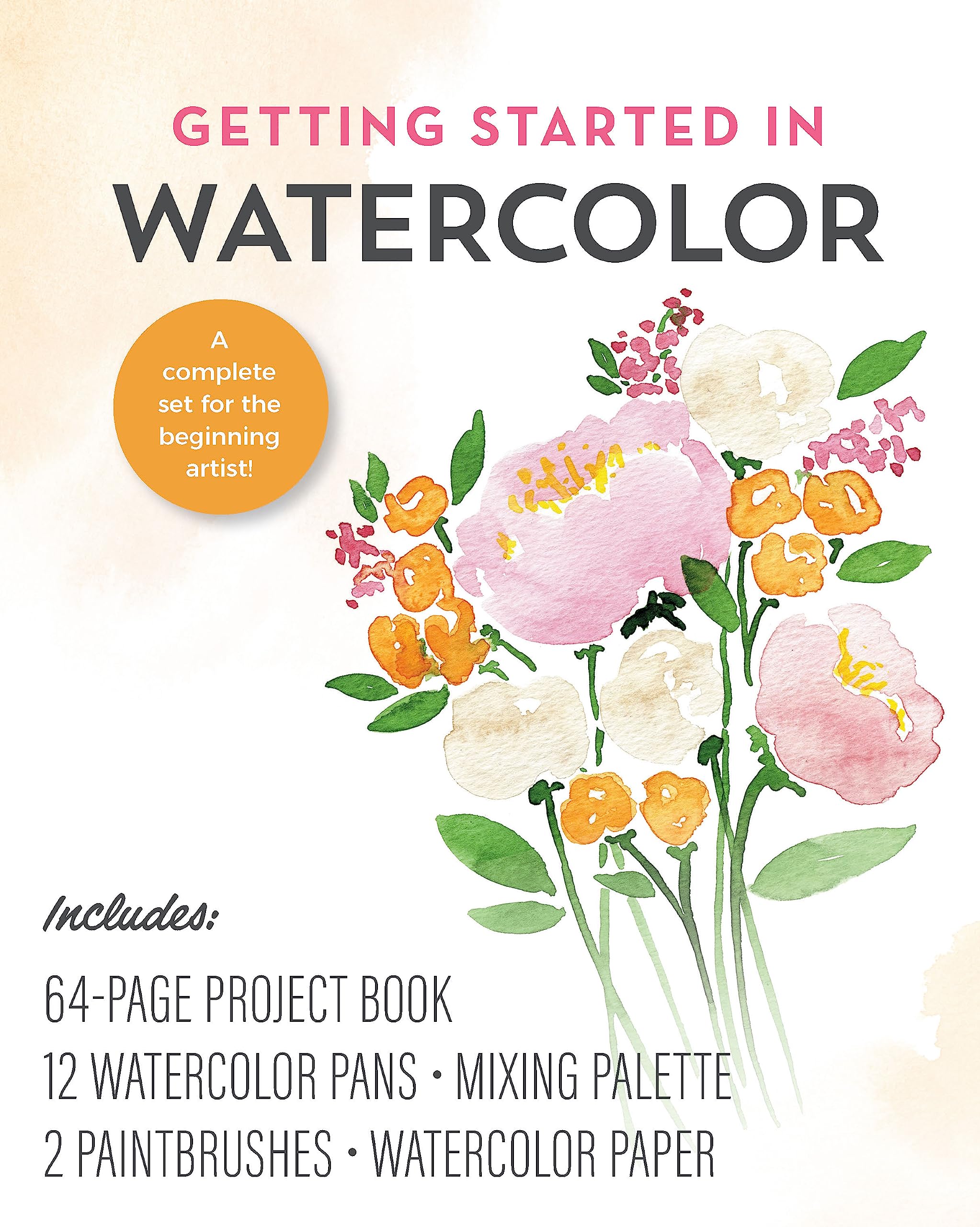 Getting Started In Watercolor Kit: A Complete Set For The Beginning Artist! Includes: 64Page Project Book, 12 Watercolor Pans, ,New